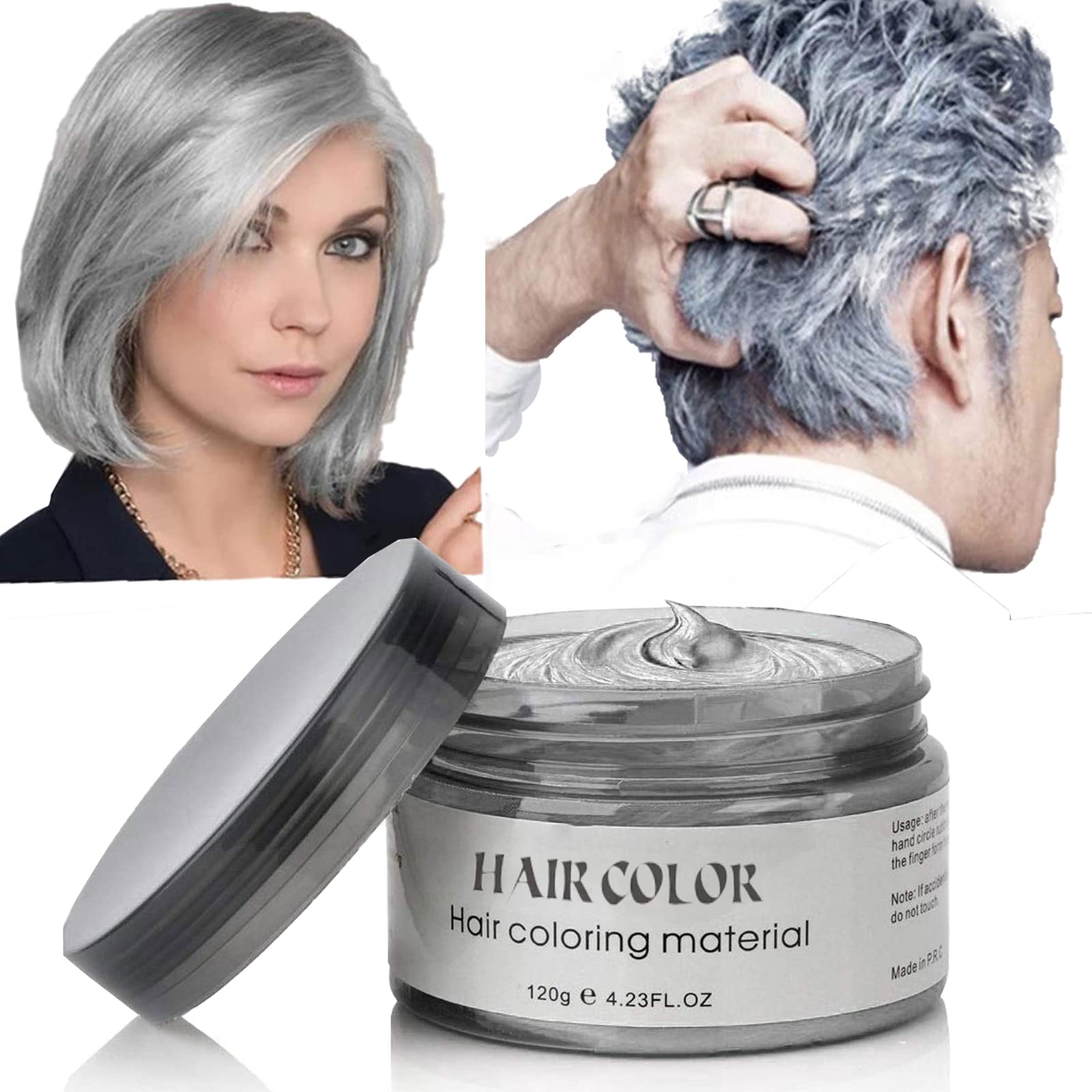 Mua Silver Gray Hair Dye,Acosexy Fashion Colorful Gray Temporary Hair Spray  Wax Pomades Disposable Natural Hair Strong Style Gel Cream Hair Color  Dye,Instant Hairstyle Mud Cream for Women Kids Party, Cosplay, Masquerade