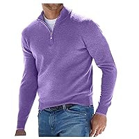 DuDubaby Men's Casual Comfort Quarter Zip Thick Early Fall Deer Plush Sweater Top