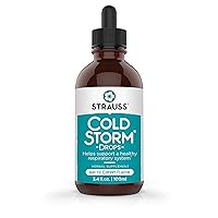 Strauss Naturals Coldstorm Drops – Immune & Respiratory Systems Support Supplements with Arctic Cherry Flavor, Natural Formula, Gluten-Free, Soy-Free, and Non-GMO, 3.4 fl oz