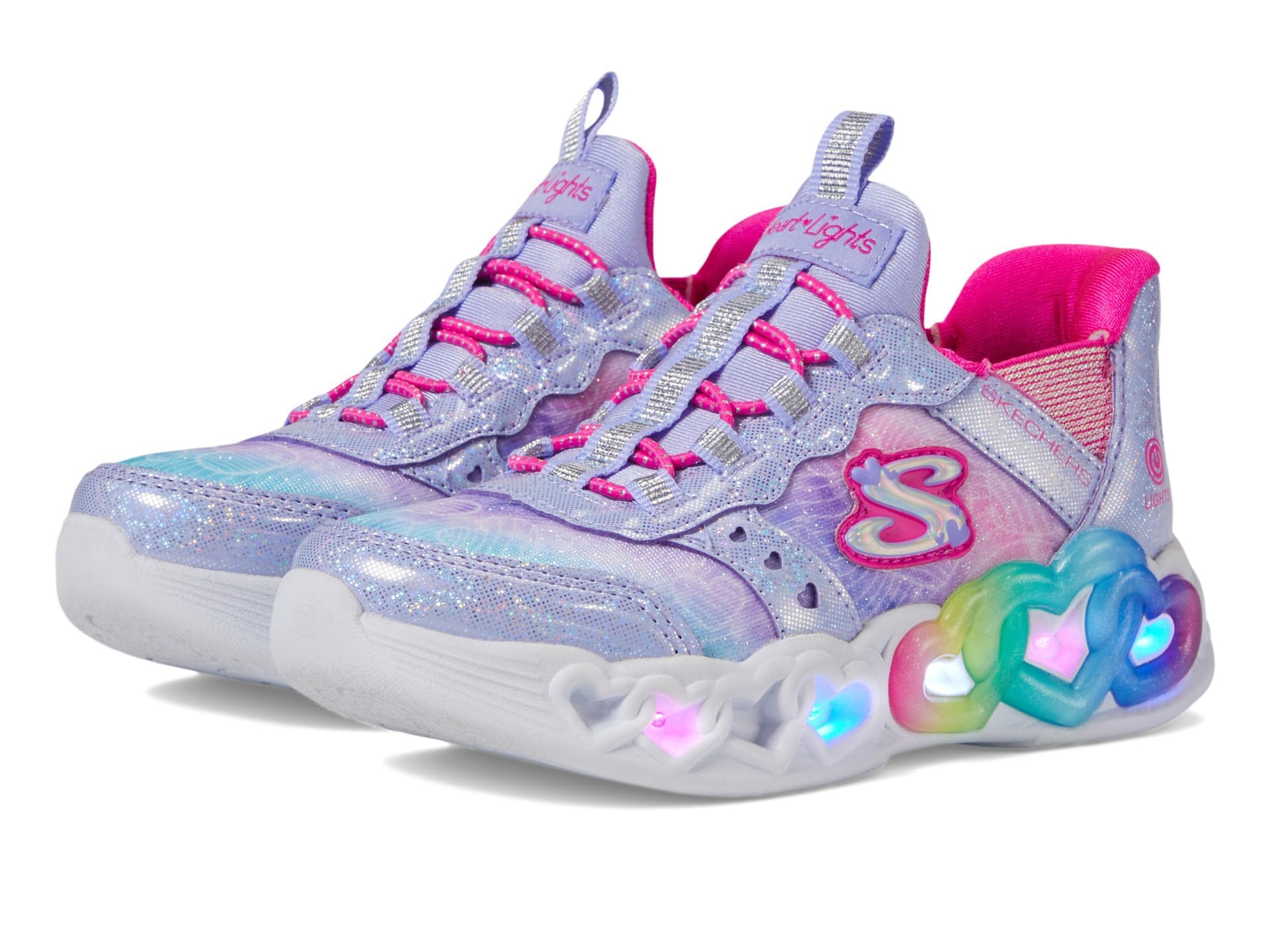 Skechers Unisex-Child Infinite Heart Lights-Eternal Shimmer Sneaker