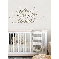 Simple Shapes You are So Loved Quote Lettering Wall Decal with Diamonds, Dots, and Heart - Gold