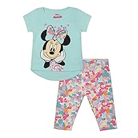 Disney Minnie Mouse Girls’ T-Shirt and Legging Set for Infant, Toddler and Little Kids – Blue/Multicolor