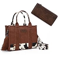 Wrangler Cow Print Tote Handbag and Minimalist Wallet Set