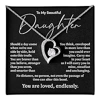 To My Beautiful Daughter Necklace From Dad And Mom, Father Daughter Necklace, Birthday Gift For Daughter Adult, Graduation Necklace Gift For Her, Mom Forever Heart Necklaces For My Daughter With Heartfelt Message & Elegant Box.