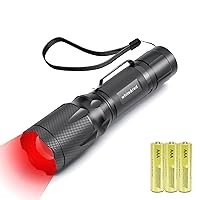 Upgraded Red Flashlight, Bright White & High/Low Power Red Light Options with Memory, Zoom Lens, Portable Waterproof LED Small Torch for Pilots, Aviation, Night Vision - AAA Batteries Included