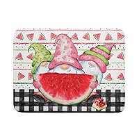 Summer Gnomes Dish Drying Mat 18x24 Inch ,Watermelon Fruit Buffalo Plaid Kitchen Dry Mats with Loop Absorbent Foldable Dishes Pad for Sink Counter Drainer Countertops Refrigerator Protector