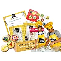HomeBaker Kids Baking DIY Activity Kit - Bake Colorful Delicious Cookies with Organic and Pre-Measured Ingredients Cool Present Idea for Girls Boys Free Icing Pens Apron Hat