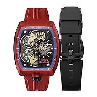 Nubeo Men's 46mm Space Viking Skeleton Automatic Limited Edition Watch with Rubber Strap NB-6064