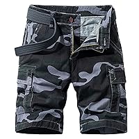 Men Camo Lightweight Cargo Shorts Multi Pocket Summer Camouflage Shorts Loose Fit Outdoor Short Pants No Belt