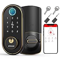 Smart Keyless Entry Door Lock - Fingerprint Electronic Deadbolt Touchscreen Keypad SMONET Biometric Digital Bluetooth Door Lock Smart Deadbolt Work with Alexa for Homes and Hotel