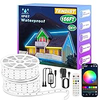 166ft Outdoor Led Strip Lights, IP67 Waterproof LED Light for Outside App Remote Control, RGB Music Sync Exterior Rope Light Strip for Pool, Patio, Deck, Christmas Lighting