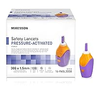 McKesson Safety Lancet, Retractable, Pressure-Activated Finger Device, Sterile - Ideal for Blood Testing - Single Use, 30 Gauge, 1.5mm Depth, 100 Count, 1 Pack