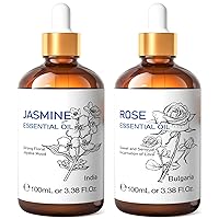 HIQILI Jasmine Essential Oil and Rose Essential Oil, 100% Pure Natural for Diffuser - 3.38 Fl Oz