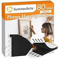 Picture Hanging Strips Heavy Duty, Damage Free Hanging Picture Hangers, Picture Hanging Kit, Hanging Hooks Without Nails, Adhesive Tape Wall Strips for Christmas 40-Pairs(80 Strips)
