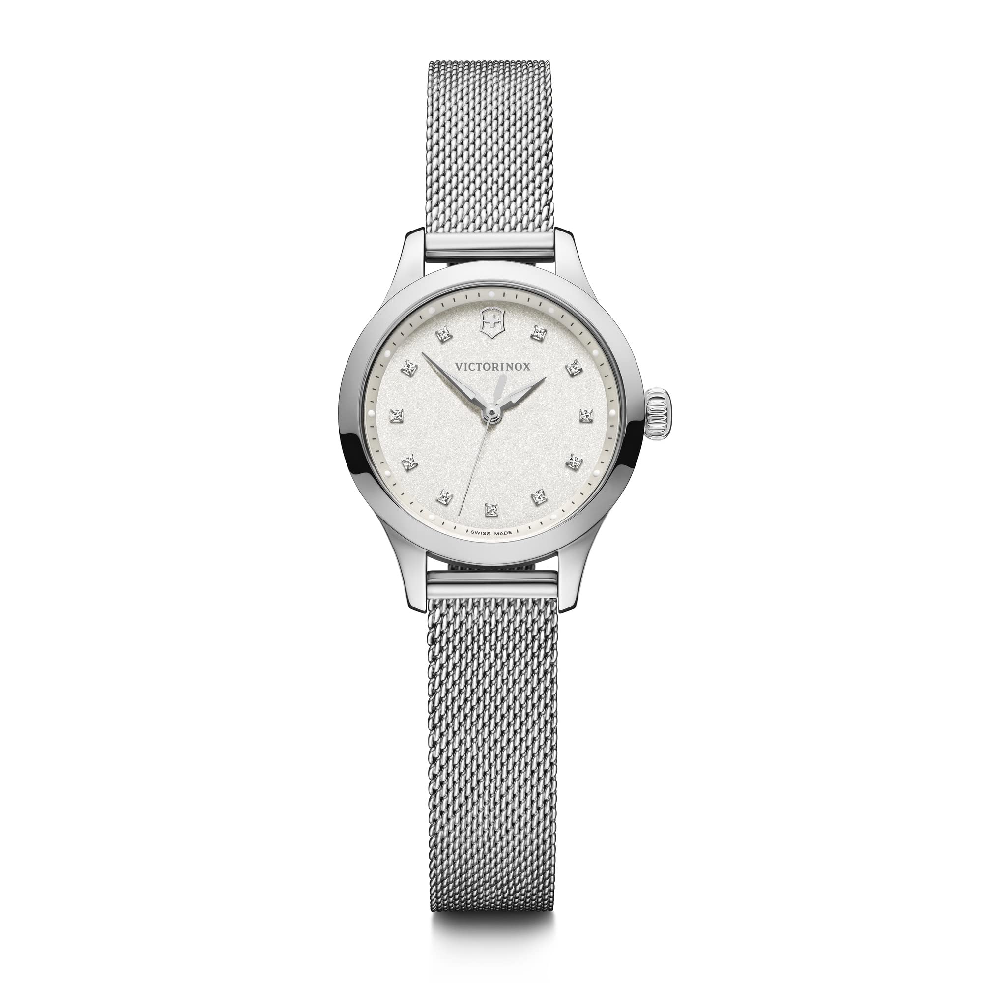 Victorinox Alliance XS Watch with White Dial and Silver Mesh Bracelet