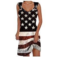 joysale Women Beach Long Dress Stripe Sleeveless Backless Maxi Dresses Casual Camisole Patriotic Party Dress