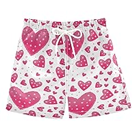 Pink Hearts Valentine's Day Boys Swim Trunks Swim Beach Shorts Baby Kids Swimwear Board Shorts Beach Pool Essentials,2T