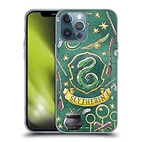 Head Case Designs Officially Licensed Harry Potter Slytherin Pattern Deathly Hallows XIII Soft Gel Case Compatible with Apple iPhone 13 Pro Max