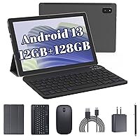 10.4 inch Tablet Android 13 Tablet with Keyboard Case Mouse Stylus 2 in 1 Tablet Kit 16GB+128GB 1TB Expandable Tableta 10.4 inch 2K HD Large Screen 7580mAh Battery 5G WiFi6 high Level