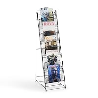 Safco Onyx Floor Rack, Ladder Magazine Rack with 5 Pockets, Commercial-Grade Steel Construction