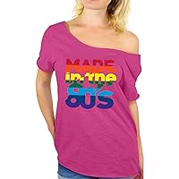 Awkward Styles Women's Made in The 80's Rainbow Off Shoulder Tops T Shirt Birthday Gift Idea