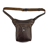 Hide & Drink, Essential Waist Bag Handmade from Full Grain Leather - Adjustable Belt and Two Zippered Pockets - Organize and Store Money - Bourbon Brown