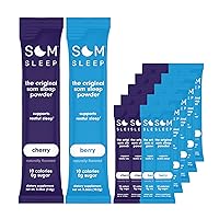 Som Sleep, Restful Sleep Powder Drink Mix 20 Pack Set: Cherry & Berry Flavor– Vegan, Zero Sugar, Keto Friendly
