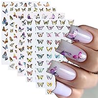 6Sheets 3D Laser Butterfly Nail Art Stickers Glitter Butterflies Gradient Adhesive Nail Decals Holographic Laser Shiny Colorful Butterfly Nail Designs Nail Charms DIY Manicure Decoration Accessories