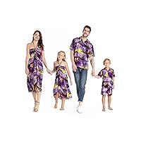 Matchable Family Hawaiian Luau Men Women Girl Boy Clothes in Sunset Purple