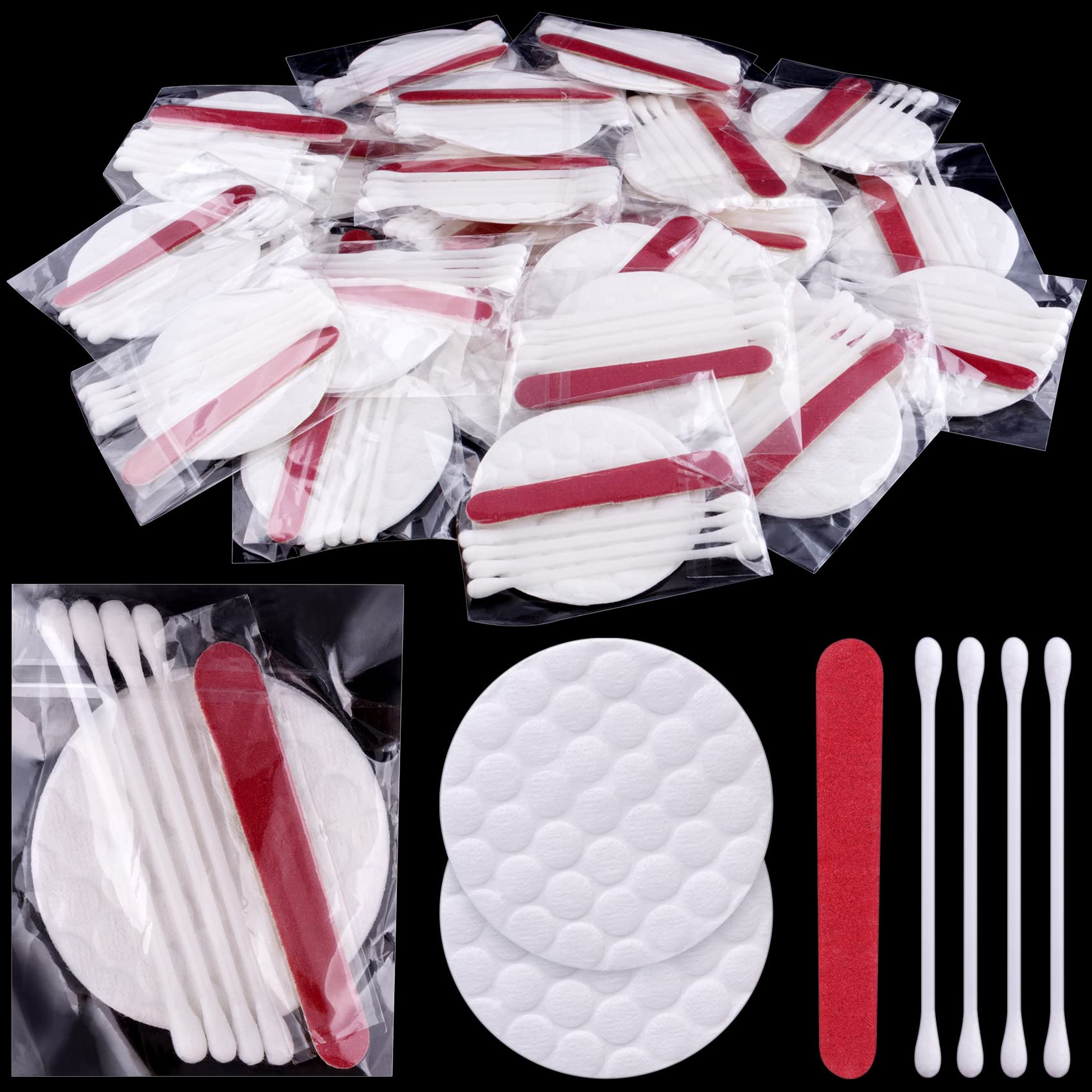 ANCIRS 50 Sets Disposable Hotels Cosmetic Vanity Amenities Hospitality Makeup Kits Accessories, Individually Wrapped with 4 Cotton Swabs & Nail File & 2 Cotton Pads for Motels Toiletries Supplies