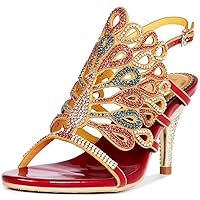 Women Phoenix Evening Sandals Crystals Strappy Party Prom Dressy Sandal Heels