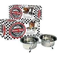 SPOT Diner Time Double Diner | Stainless Steel Feeder For Dogs | Stainless Steel Feeder For Cats | Non-Skid Feeder | Dishwasher Safe | 1 Quart| For Aggressive Dogs | By Ethical Pet