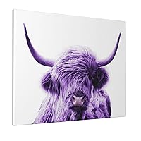 Purple Highland Cow Canvas Prints Wall Art Paintings Home Decor Animals Artworks Pictures for Living Room Bedroom Bathroom Decoration Ready to Hang 16x20 Inches