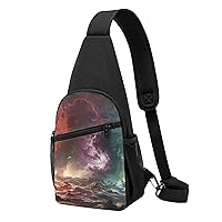 Sling Bag Crossbody for Women Fanny Pack Cloud Lightning Chest Bag Daypack for Hiking Travel Waist Bag