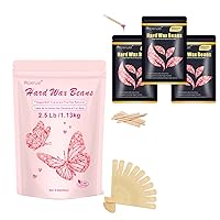 Auperwel Wax Beads for Hair Removal for Brazilian, Eyebrow Waxing 2.5LB with 20 Spatulas, Hard Wax Beads for Hair Removal (300g/10.5oz) with10pcs Applicators, At Home Waxing Beads for Face, Eyebrow