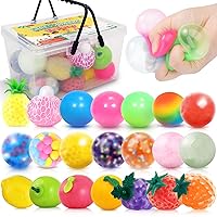 22 Pack Stress Balls Set - Fruit Sensory Toys Squishy Balls for Adults - Stress Relief Fidget Toys for Hand Thrapy, Calming Tool for Autism, Anxiety, ADHD - Party Favors, Classroom Prizes