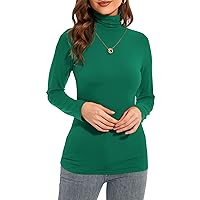 Womens Long Sleeve Slim Fit Turtleneck Top Casual Lightweight Cozy Base Layer