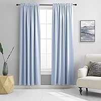 DONREN Baby Blue Window Treatment Thermal Insulated Rod Pocket Blackout Curtains/Drapes for Bedroom (Light Blue,Set of 2 Panels,52 by 84 Inch Length)