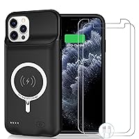 Wireless Charging Case for iPhone 12 Pro Max, 10800mAh High Capacity Portable Rechargeable Battery Case Qi Wireless Charging with iPhone 12 Pro Max (6.7 inch) Extended Battery Charger Case (Black)