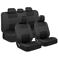 BDK PolyPro Car Seat Covers Full Set in Reverse Charcoal – Front and Rear Split Bench Seat Covers for Cars, Easy to Install, Accessories for Auto Trucks Van SUV