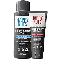 HAPPY NUTS Comfort Cream and Sea Man Body Nut Wash Bundle - Anti-Chafing Sweat Defense and a Natural Men's Shower Gel Body Wash