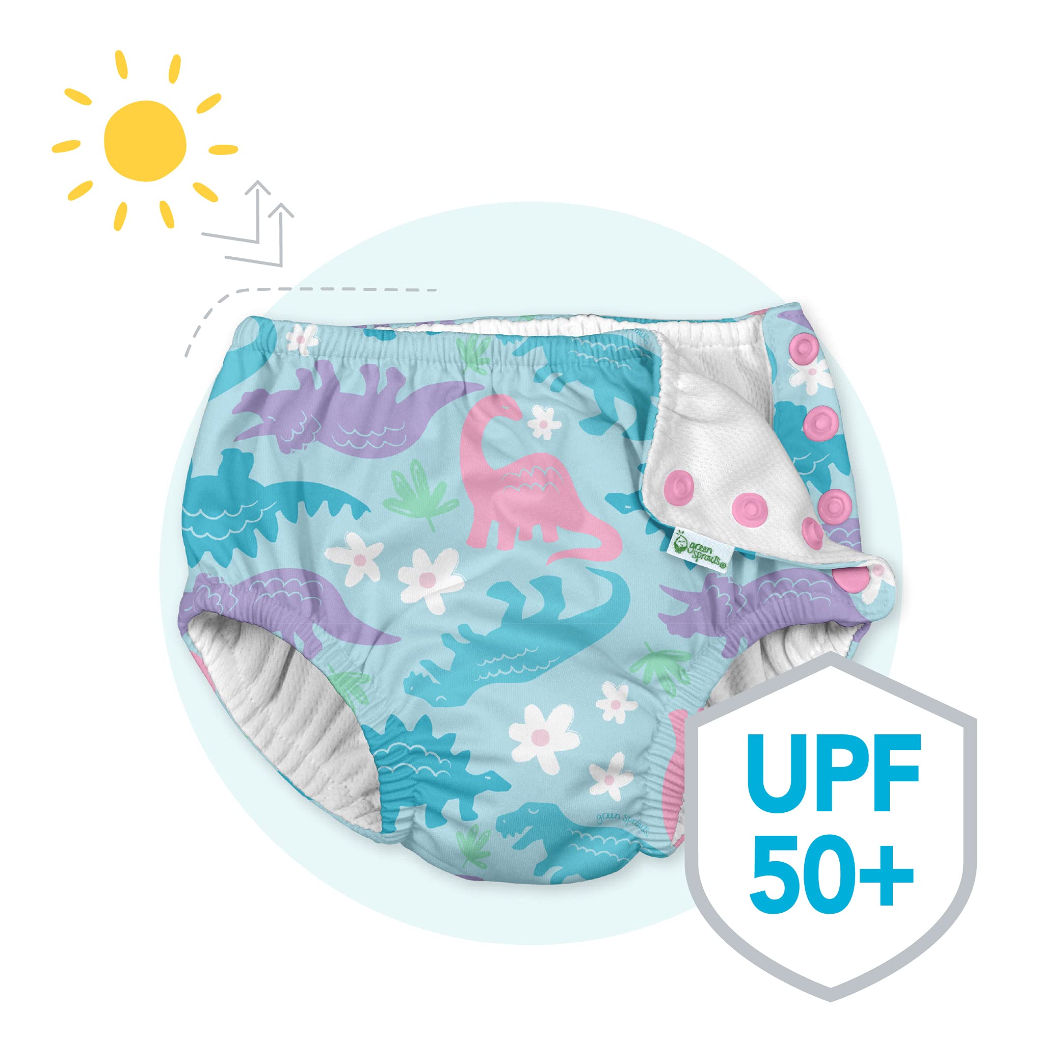 i Play. Baby Ultimate Reusable Snap Swim Diaper, New White, 12-18 Months