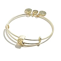 Alex and Ani Path of Symbols Expandable Bangle for Women, Pave Moon Charm Bead, Shiny Gold Finish, 2 to 3.5 in