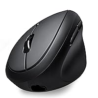 Perixx PERIMICE-819B Bluetooth Portable Vertical Mouse - Wireless 3-in-1 Multi-Device Spec - Silent-Click - Portable Compact Size - Black - Right Handed