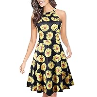 Mini Dress for Women Plus Size,Women Summer Casual Dress Sleeveless Print Ladies Mini Loose Beach Dress Elegant