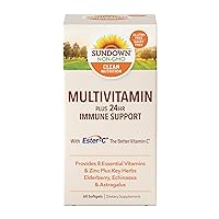 Sundown Multivitamin Plus 24Hr Immune Support, With 8 Essential Vitamins and Zinc, 60 Softgels