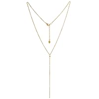 18K Gold Bar/Pearl / 3 Circles / 3 Half-Round Pendant Necklace Long Chain Y Necklace Minimalist Layering Jewelry for Women