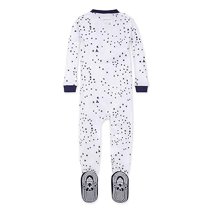 Burt's Bees Baby Baby Boys' Pajamas, Zip-Front Non-Slip Unisex Footed Sleeper Pjs, Organic Cotton