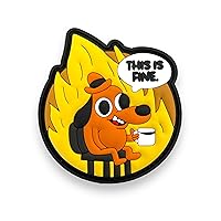 This is Fine Creative Humor Meme Military Tactical Morale Patch - Funny Tactical Patches, PVC Rubber Hook & Loop Fastener, Patches for Backpacks, Military Uniforms, Jeans, Jackets, Vests, Hats & More