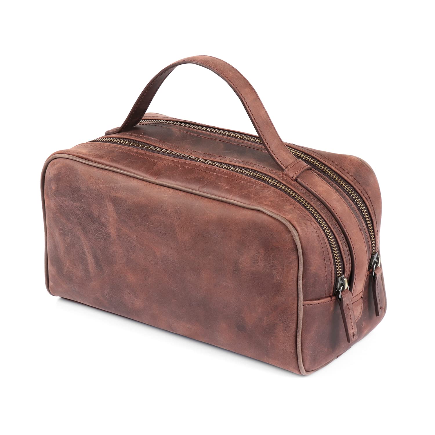 Londo Two Compartment Genuine Leather Travel Bag - Unisex (Brown)